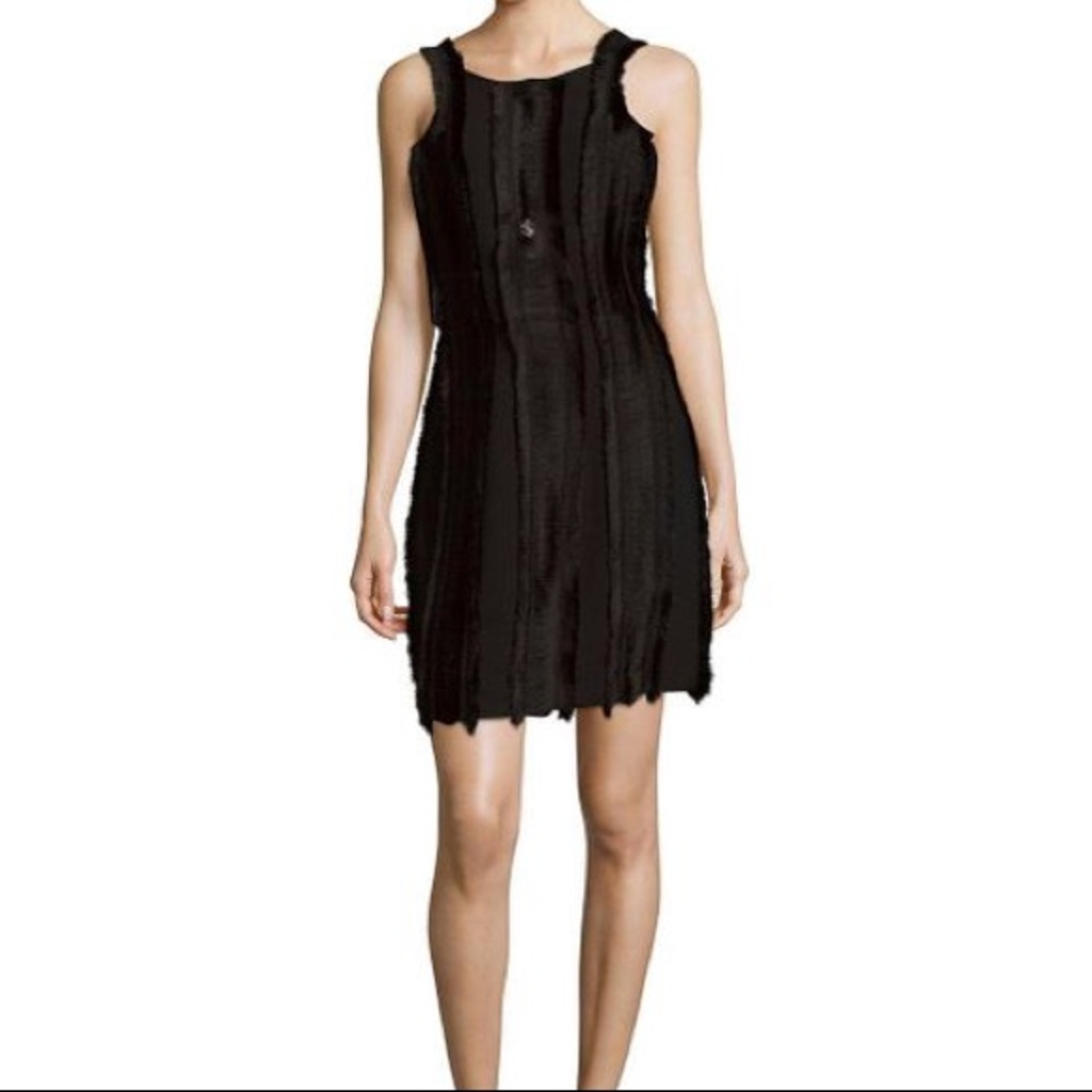 Black Sandro Rogee Fringe Dress Size 3/L